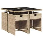 vidaXL Patio Dining Set Set of 10 PE rattan 11 Piece Foldable