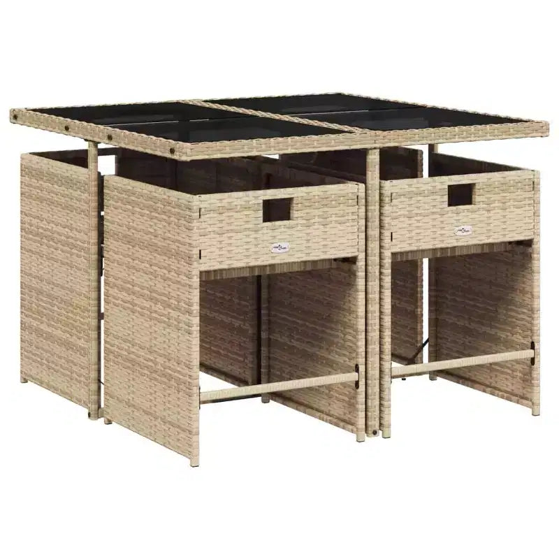 vidaXL Patio Dining Set Set of 10 PE rattan 11 Piece Foldable
