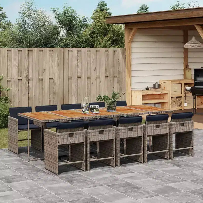 vidaXL Patio Dining Set Set of 10 PE rattan 11 Piece Foldable