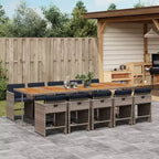 vidaXL Patio Dining Set Set of 10 PE rattan 11 Piece Foldable