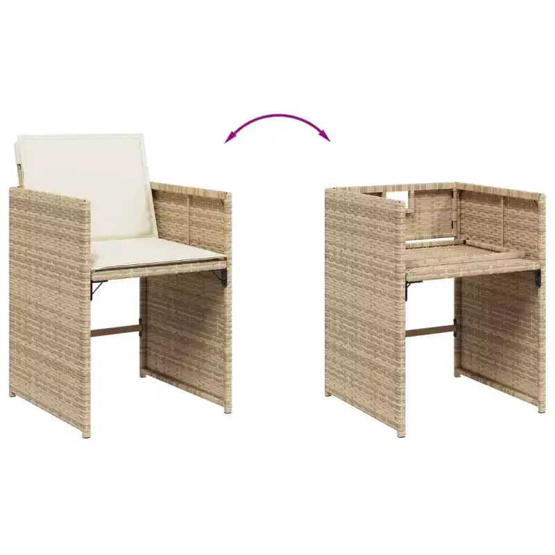 vidaXL Patio Dining Set Set of 10 PE rattan 11 Piece Foldable