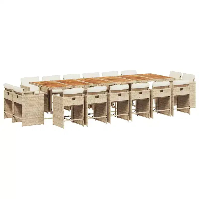 vidaXL Patio Dining Set Set of 14 PE rattan 14-seater Foldable
