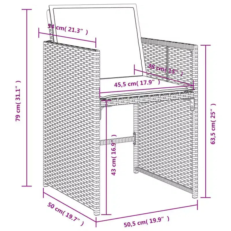 vidaXL Patio Dining Set Set of 14 PE rattan 14-seater Foldable