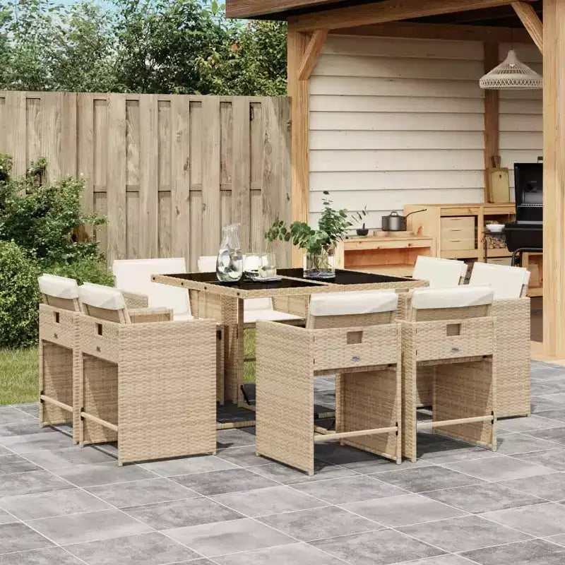 vidaXL Patio Dining Set Set of 14 PE rattan 14-seater Foldable