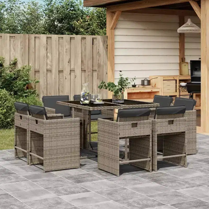 vidaXL Patio Dining Set Set of 14 PE rattan 14-seater Foldable