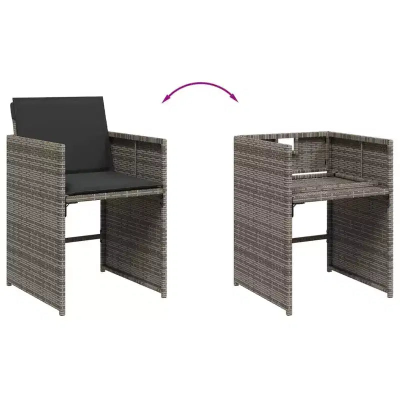 vidaXL Patio Dining Set Set of 14 PE rattan 14-seater Foldable