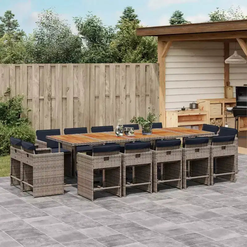 vidaXL Patio Dining Set Set of 14 PE rattan 14-seater Foldable