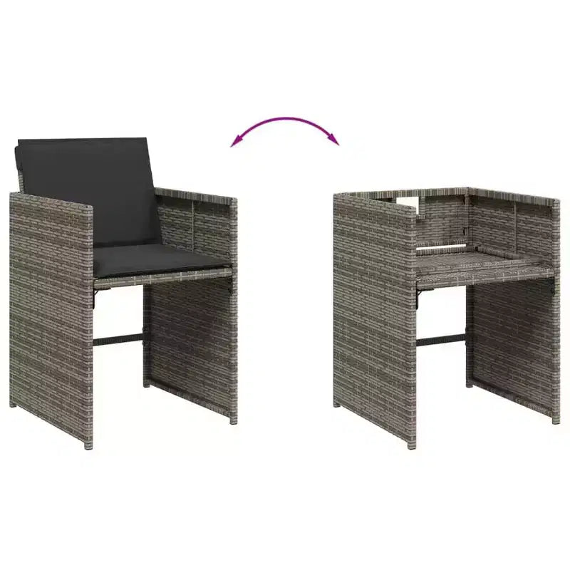 vidaXL Patio Dining Set Set of 14 PE rattan 14-seater Foldable