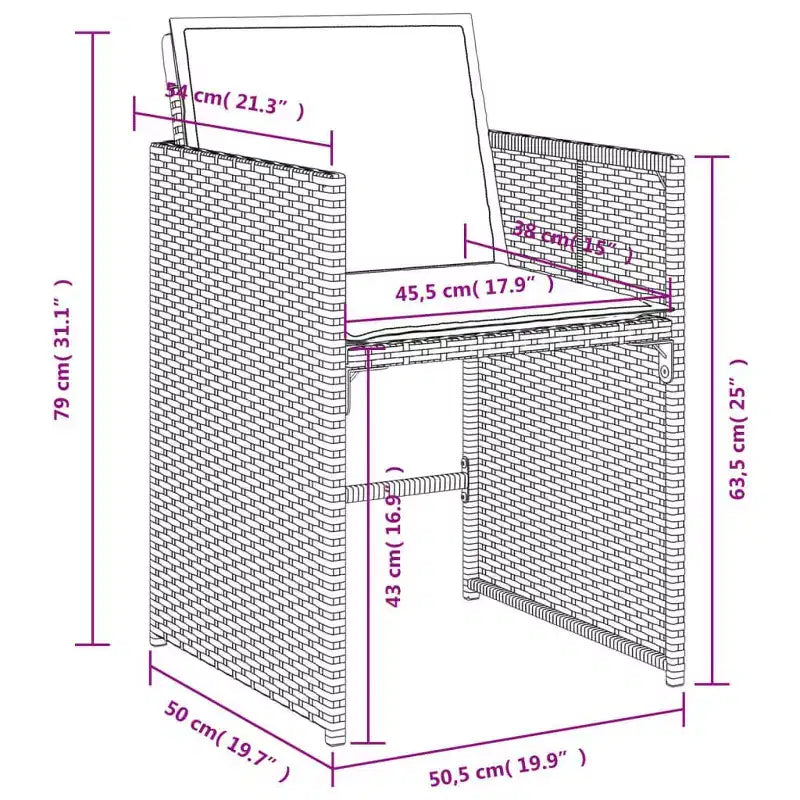 vidaXL Patio Dining Set Set of 14 PE rattan 14-seater Foldable