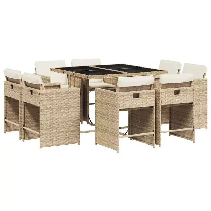 vidaXL Patio Dining Set Set of 14 PE rattan 14-seater Foldable