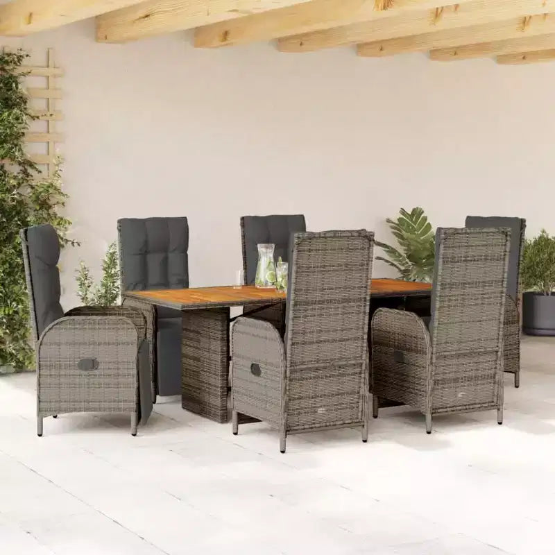 vidaXL Outdoor Dining Set with Cushions Poly Rattan