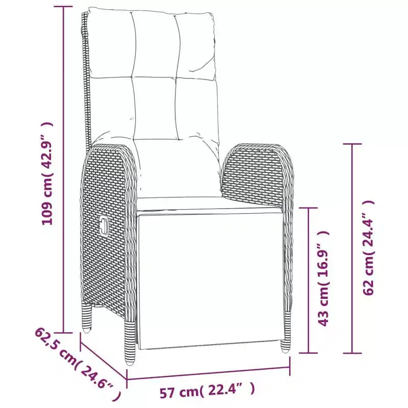 vidaXL Outdoor Dining Set with Cushions Poly Rattan
