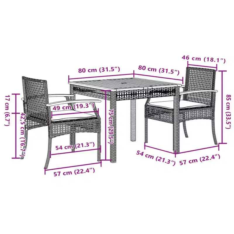 vidaXL Modern Garden Dining Set with Cushions
