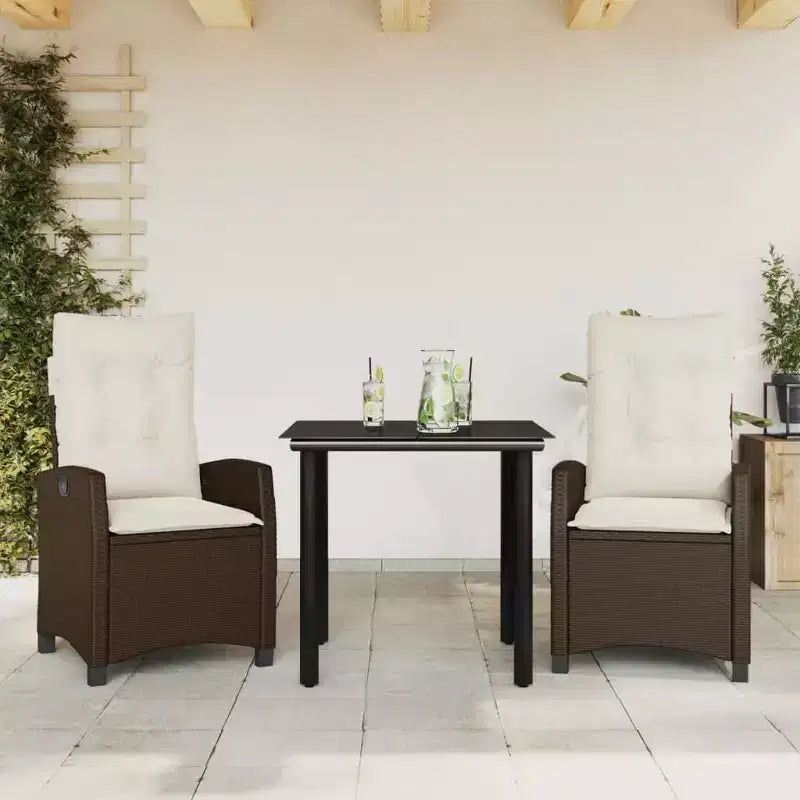 vidaXL Outdoor Dining Set with Cushions in Poly Rattan