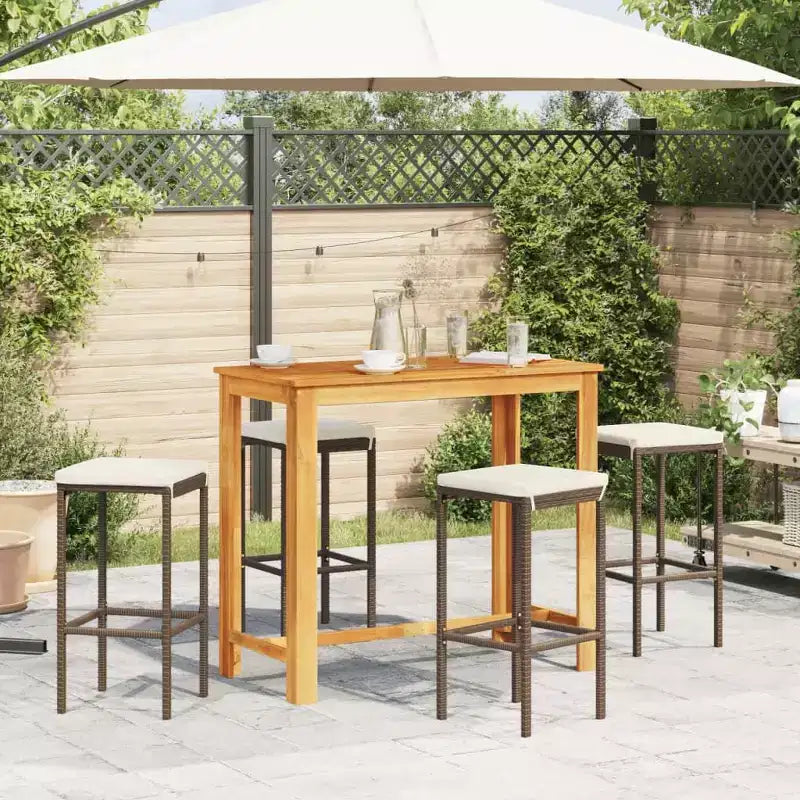 vidaXL Ensemble de bar de jardin en acacia massif et résine tressée