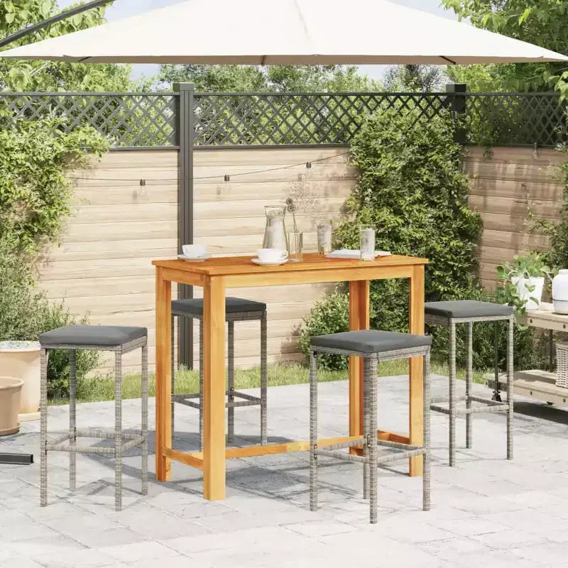 vidaXL Ensemble de bar de jardin en acacia massif et résine tressée