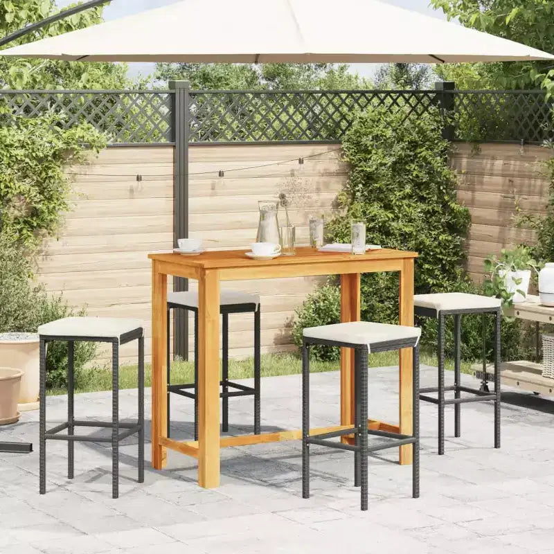 vidaXL Ensemble de bar de jardin en acacia massif et résine tressée