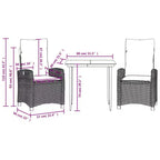 vidaXL Garden Dining Set with Cushions - Poly Rattan