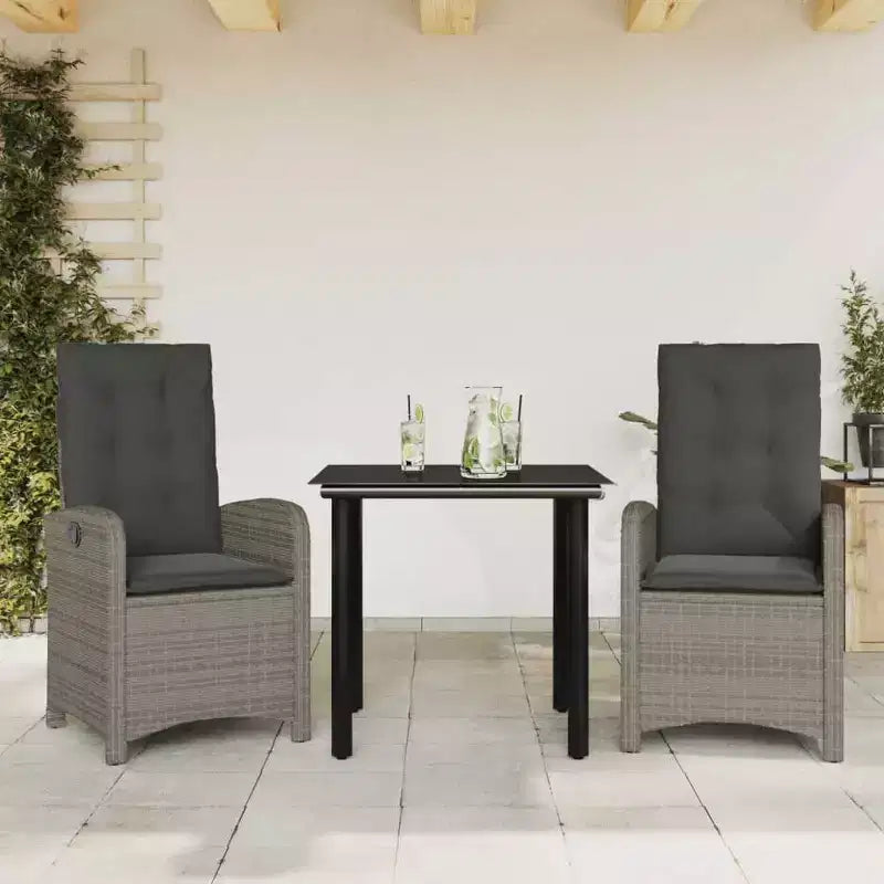 vidaXL Patio Dining Set with Cushions Poly Rattan
