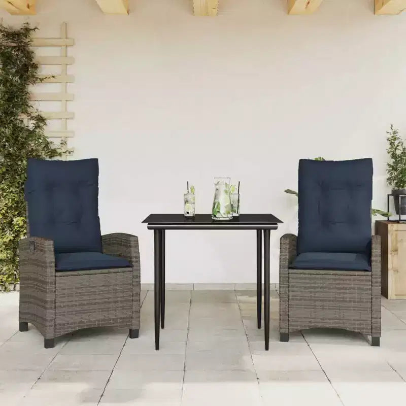 vidaXL Patio Dining Set with Cushions in Poly Rattan