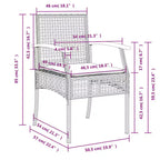 vidaXL Patio Dining Set Set of 6 PE Rattan Large Removable Covers