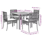 vidaXL Patio Dining Set Set of 6 PE Rattan Large Removable Covers