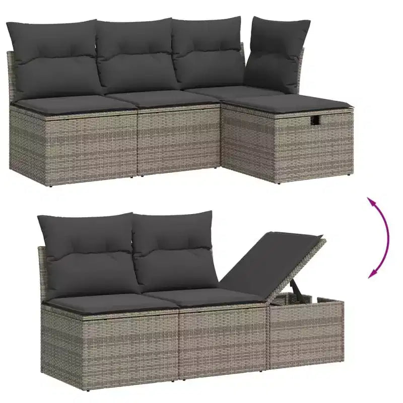 vidaXL Patio Sofa Set Adjustable Feet Garden Sofa Set Rectangular