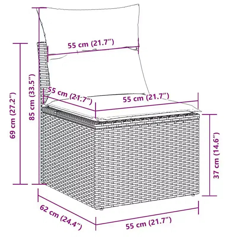 vidaXL Outdoor Sofa Set with Cushions - and Poly Rattan