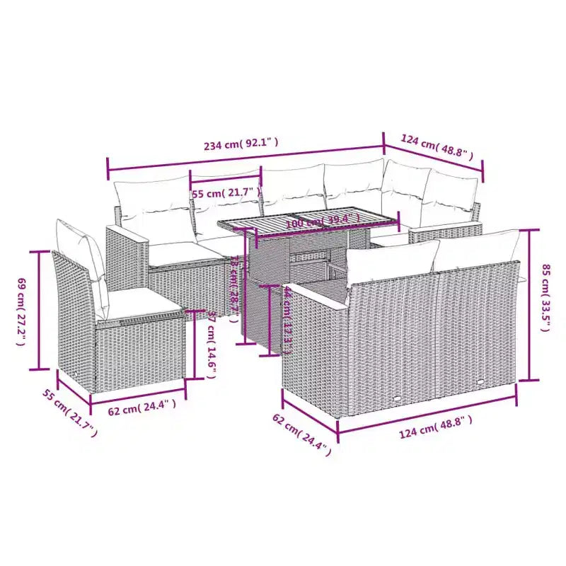 vidaXL Outdoor Sofa Set with Cushions in,, and Options