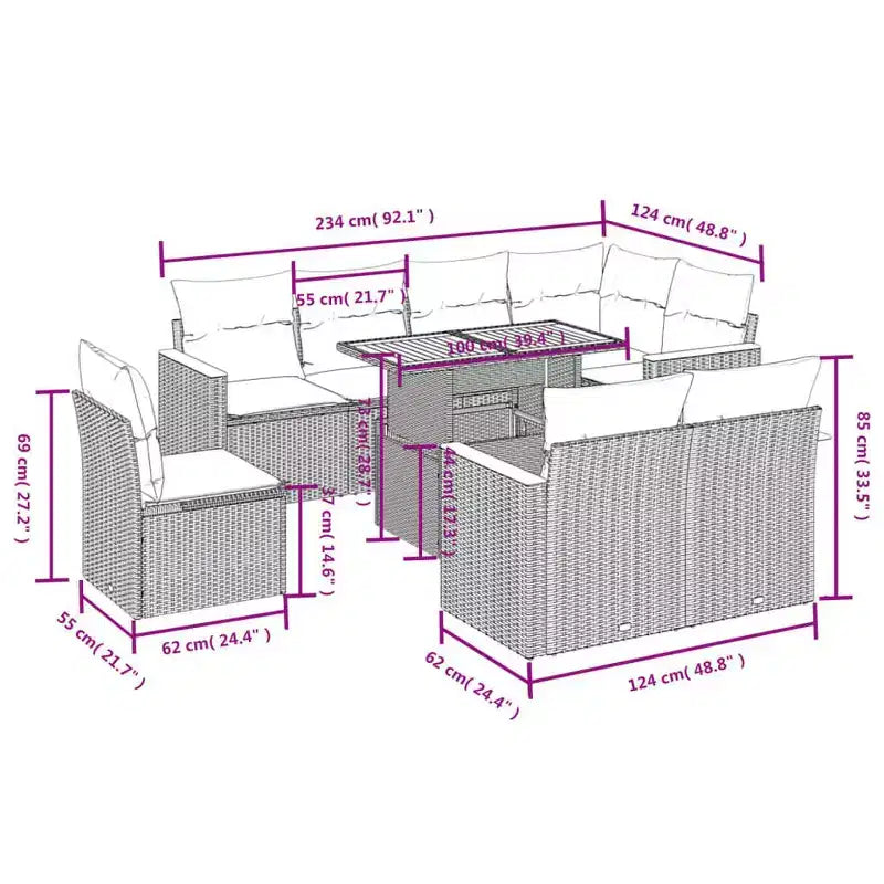 vidaXL Outdoor Sofa Set with Cushions in,, and Options