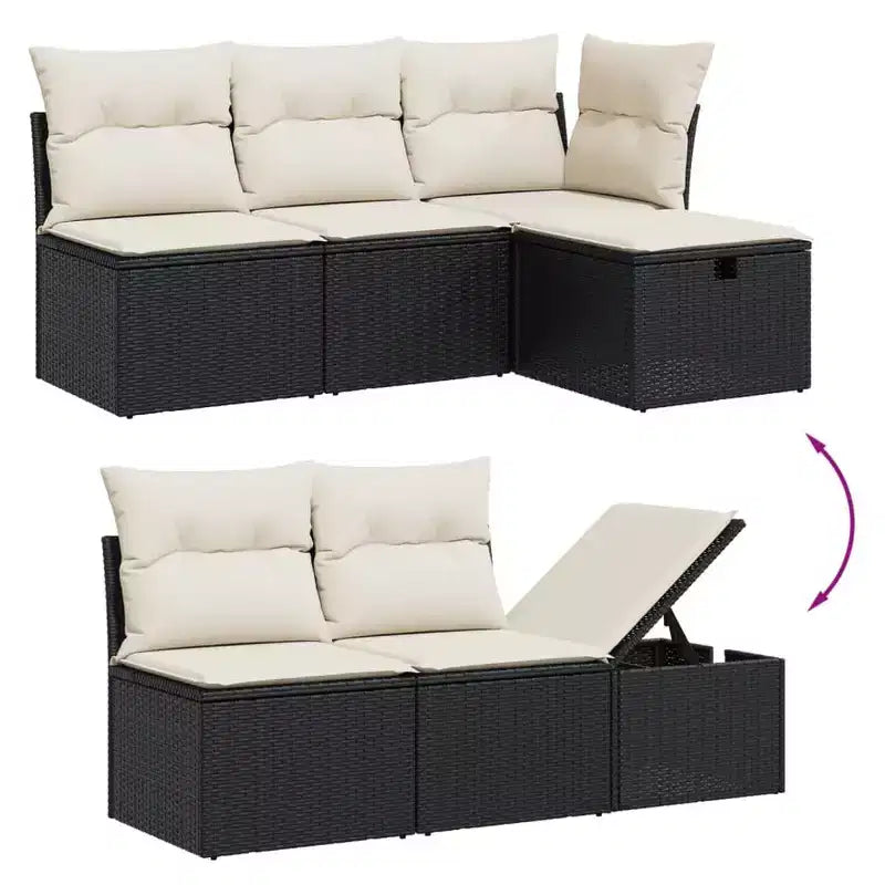 VidaXL Outdoor Sofa Set with Cushions - Poly Rattan