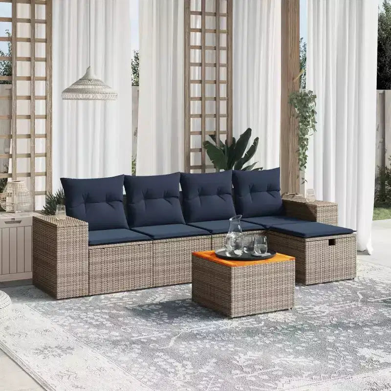 VidaXL Outdoor Sofa Set with Cushions - Poly Rattan