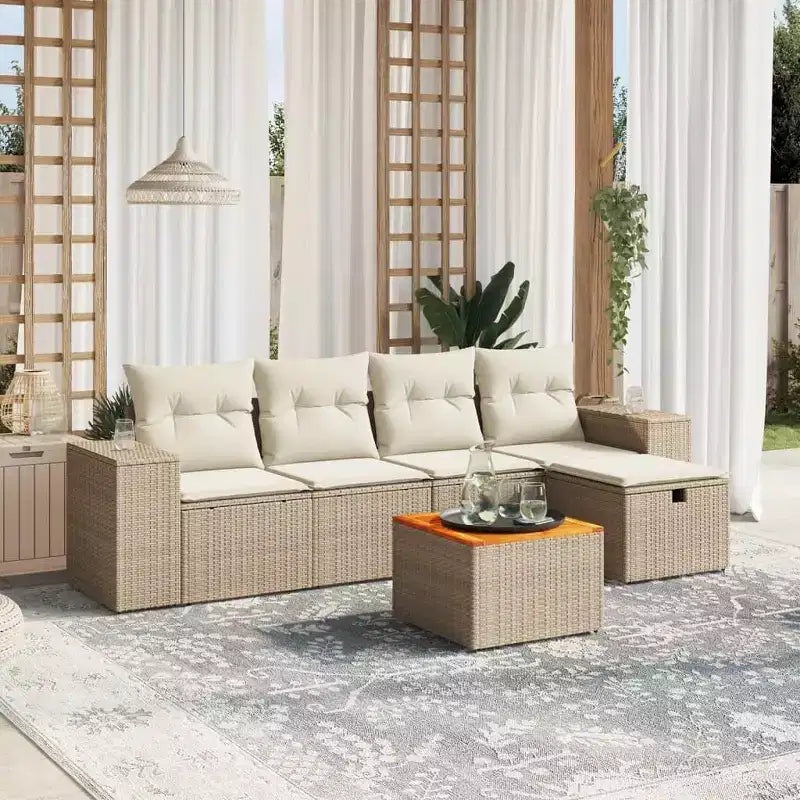 VidaXL Outdoor Sofa Set with Cushions - Poly Rattan