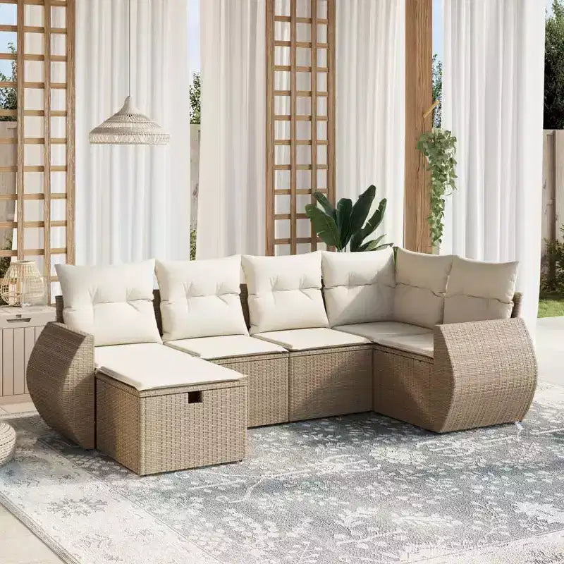 vidaXL Outdoor Sofa Set with Storage and Cushions