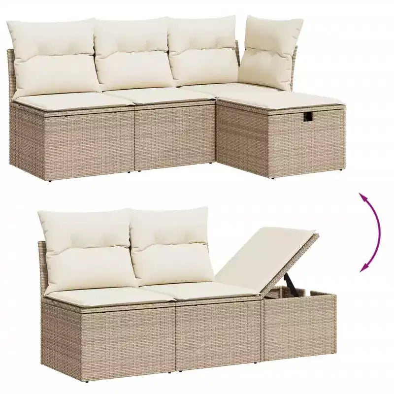 vidaXL Outdoor Sofa Set with Storage and Cushions