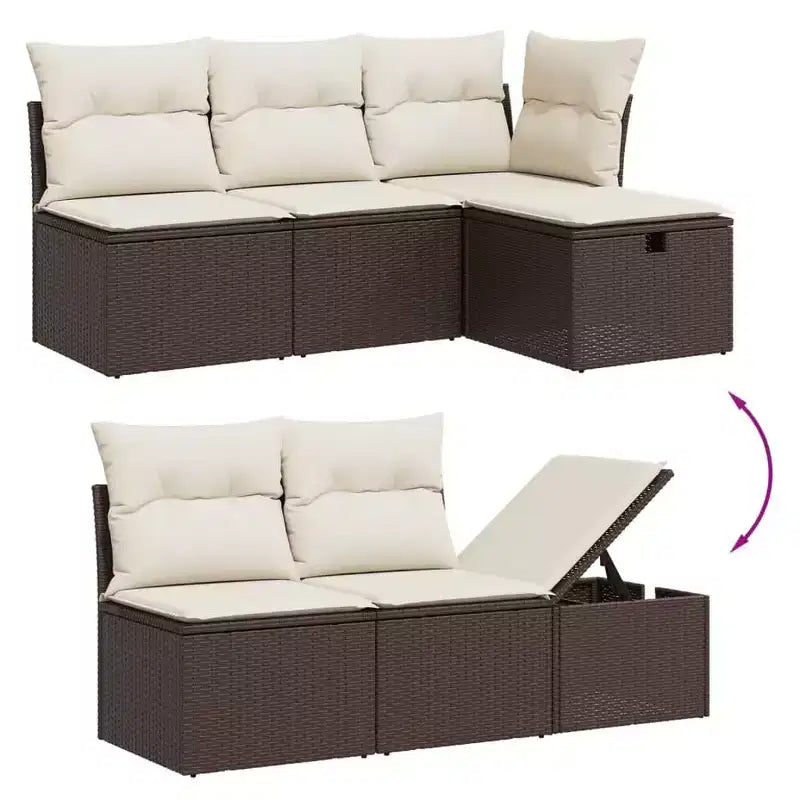 vidaXL Outdoor Sofa Set with Storage and Cushions
