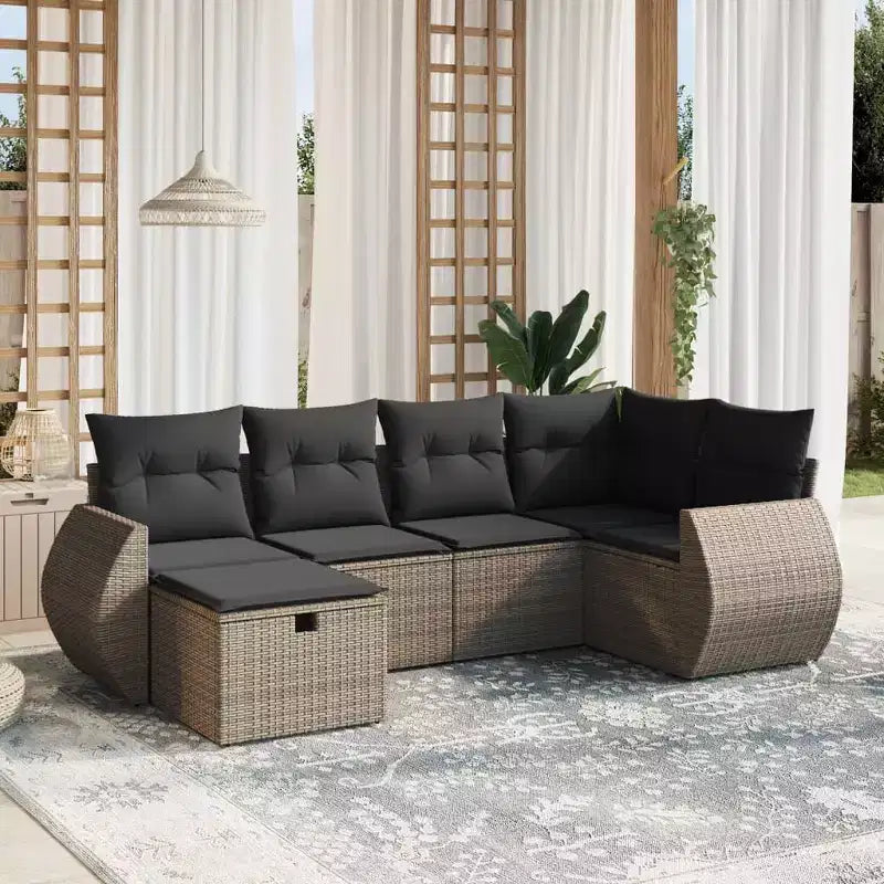 vidaXL Outdoor Sofa Set with Storage and Cushions