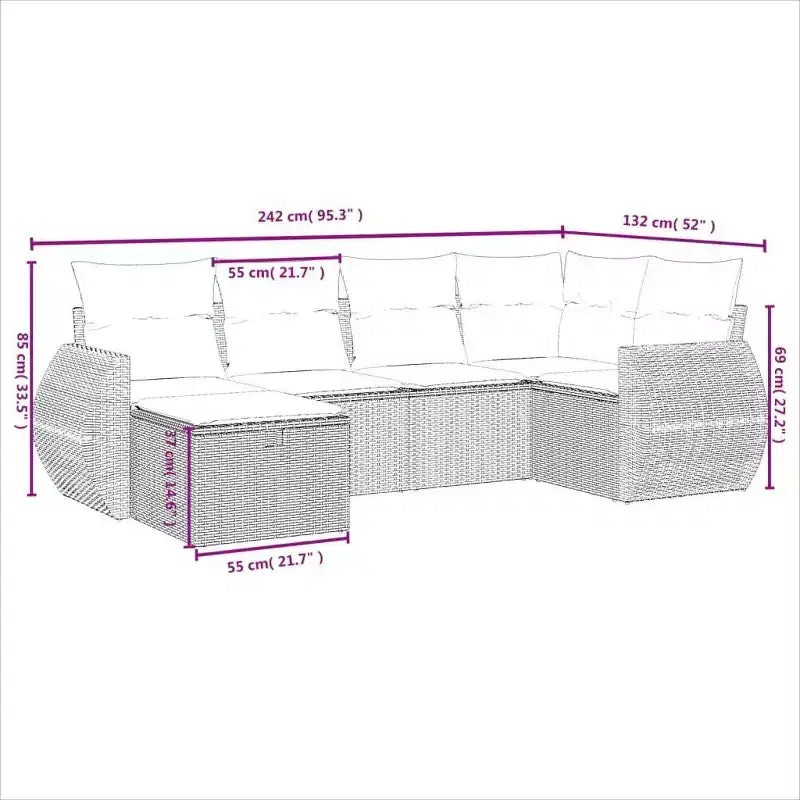 vidaXL Outdoor Sofa Set with Storage and Cushions