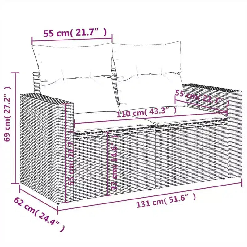vidaXL Modular Outdoor Sofa Set with Cushions in Various Colors