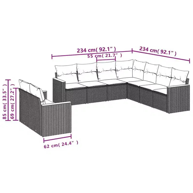 vidaXL Spacious Modular Outdoor Sofa Set with Removable Cushions