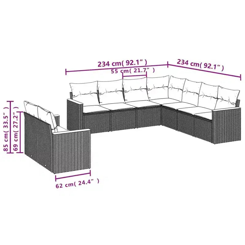 vidaXL Spacious Modular Outdoor Sofa Set with Removable Cushions