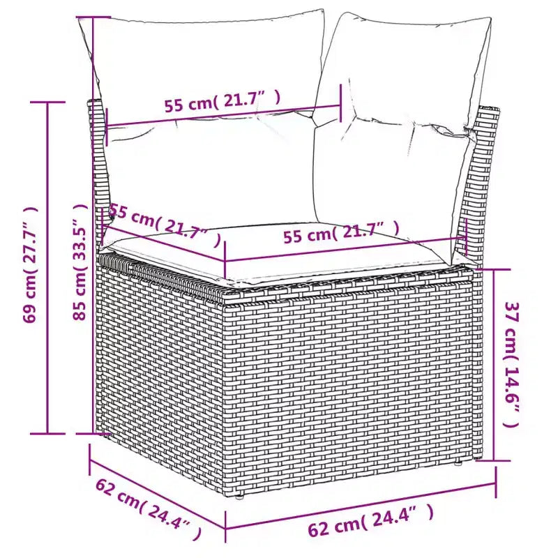 vidaXL Spacious Modular Outdoor Sofa Set with Removable Cushions