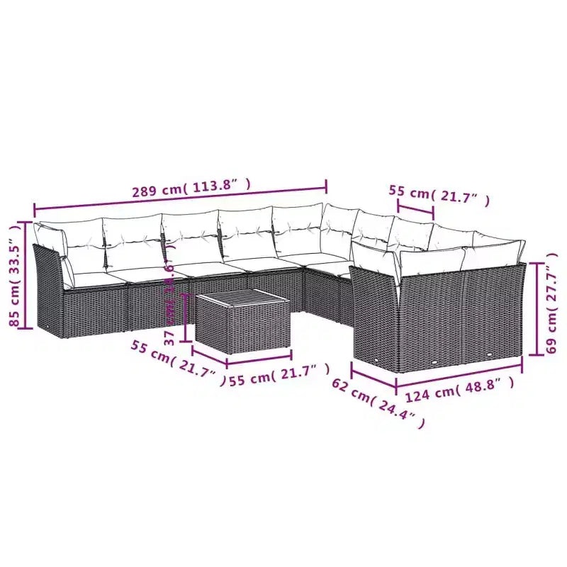 vidaXL Modular Outdoor Sofa Set with Cushions