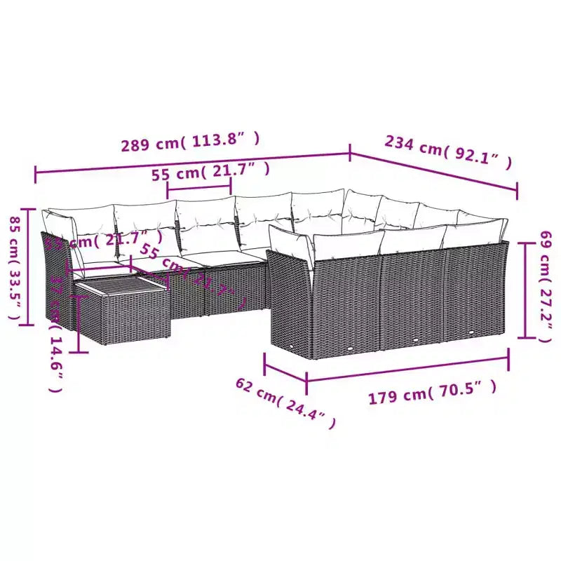 vidaXL Modular Outdoor Sofa Set with Cushions