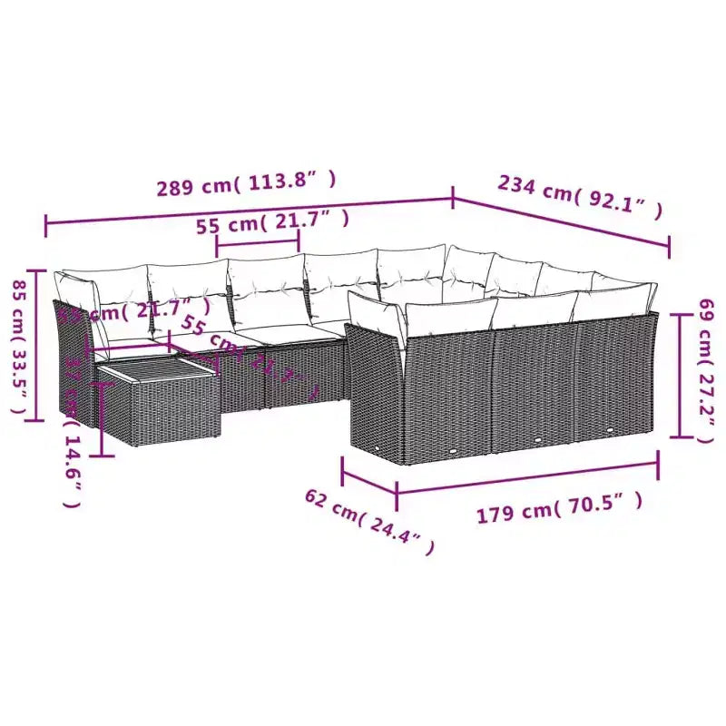 vidaXL Modular Outdoor Sofa Set with Cushions