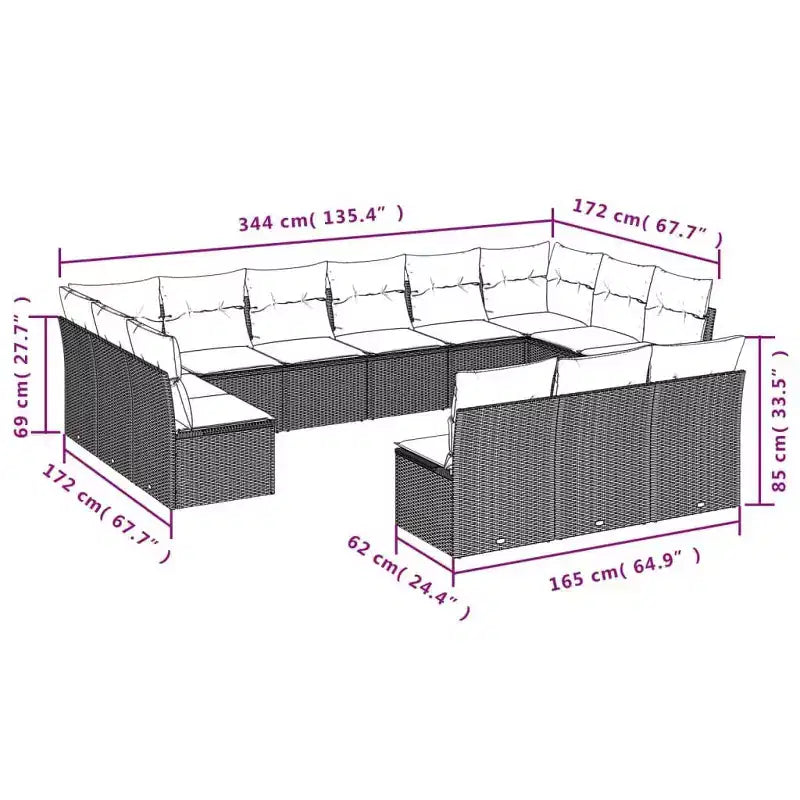 vidaXL Modular Garden Sofa Set with Cushions - Outdoor Comfort