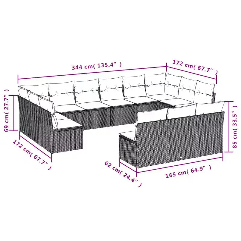 vidaXL Modular Garden Sofa Set with Cushions - Outdoor Comfort