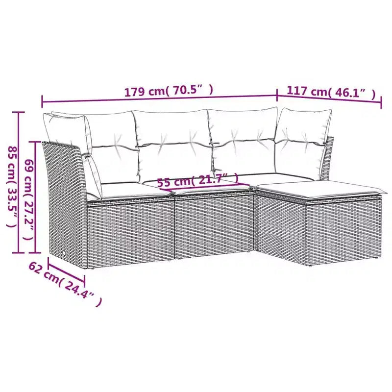 VidaXL Garden Sofa Set with Cushions in a Range of Colors
