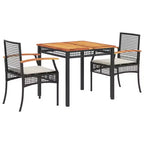 vidaXL Outdoor Dining Set with Cushions - Poly Rattan & Acacia Wood