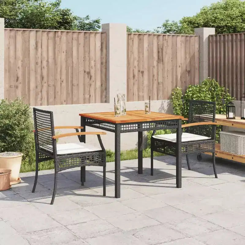 vidaXL Ensemble repas d'extérieur avec coussins - Résine tressée et bois d'acacia